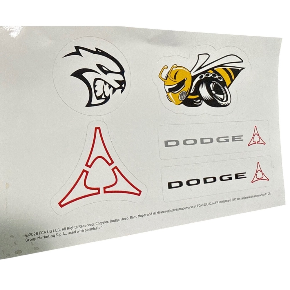 Dodge Mopar Decal Sticker Sheet Hellcat Scat Pack Super Bee Fratzog Logo 5-Pack